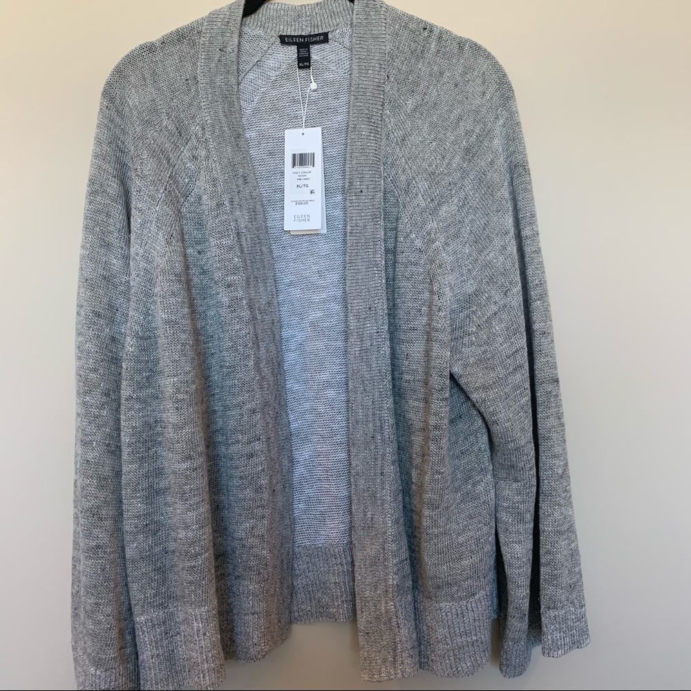 Eileen Fisher Cardigan Moon Long Sleeve Made of Organic Linen and Cotton XL